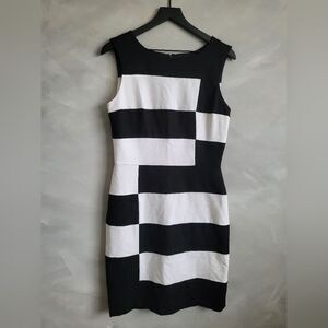 White House Black Market Sleeveless Dress Wide Striped Black/White Size 8